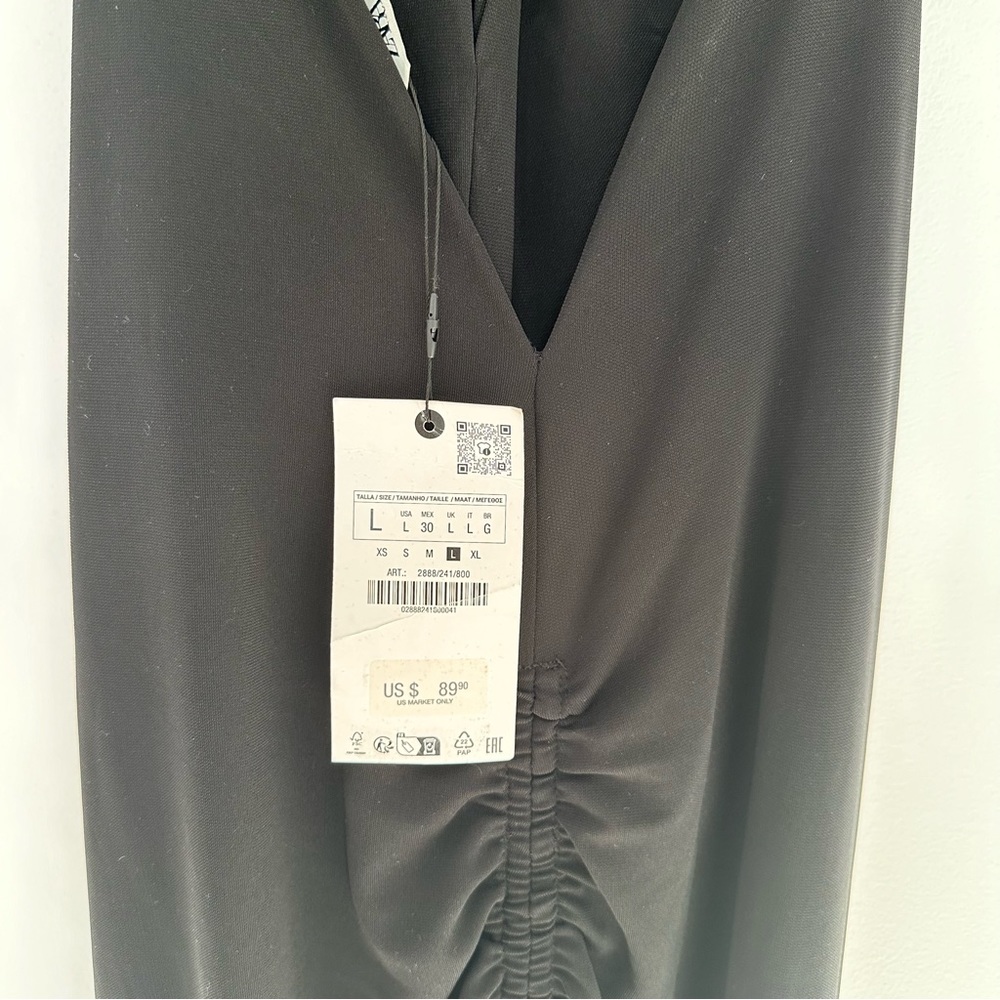 Zara NWT black ruched halter dress. Size large.